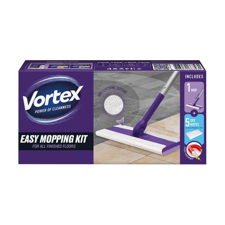 Набір для прибирання підлоги Vortex Easy Mopping Kit (швабра, 1 шт + сухі серветки для підмітання, 5 шт)